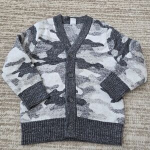 Baby GAP Toddler Boys Gray Camo Button Down Cardigan Sweater
